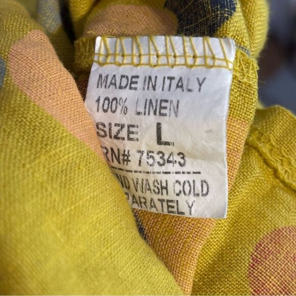 VIA SIGNORIA 100% Linen Midi Yellow Polka dot Sundress Made In Italy Sz L - Picture 7 of 7